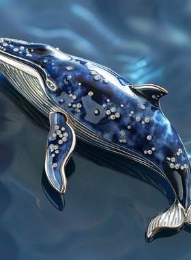 千族银 设计师原创珐琅彩鲸胸针海洋定制创意礼品送人