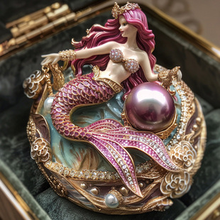 千族銀 配飾胸花 原創(chuàng)定制服裝 重工高級感琺瑯彩美人魚胸針