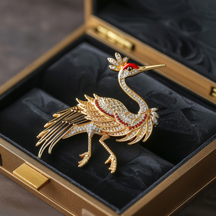 千族銀原創(chuàng)新中式 國風仙鶴胸針氣質(zhì)漢服旗袍配飾胸花定制送禮