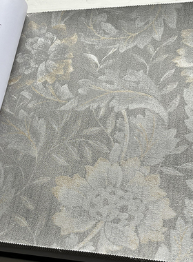 花朵叶子美式复古灰色无缝全屋背景墙客厅卧室书房壁布墙布YSK60