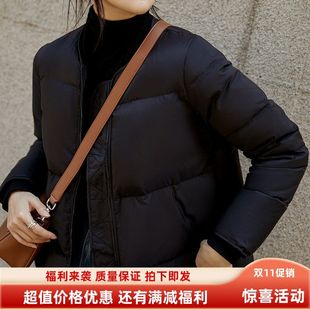 经典返场95白鹅绒服棒球服短款螺纹拼接羽绒服女装外套冬季新品