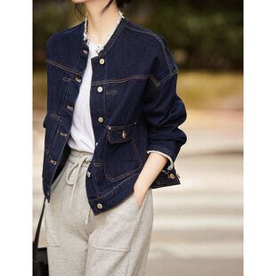 质感复古水洗牛仔衫设计感毛须边短款外套2025春秋新款女装棉上衣