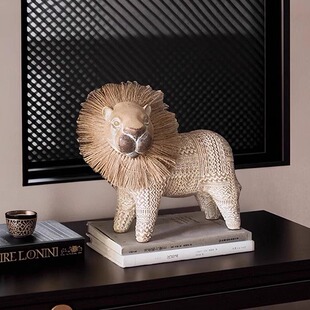 齐物软装小狮子北欧客厅摆件书房乔迁玄关艺术摆件高级感装饰品