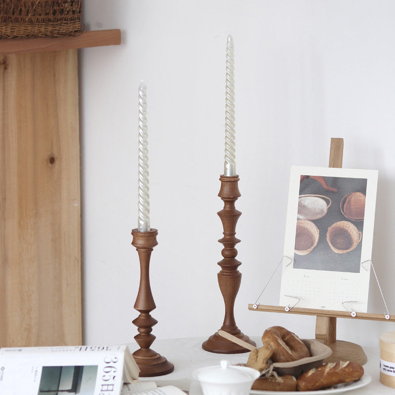 齐物法式复古橡木烛台氛围感玄关装饰摆件装饰高级感餐桌蜡烛台,家居饰品,烛台,淘宝优惠券,粉丝福利购,淘宝优惠卷