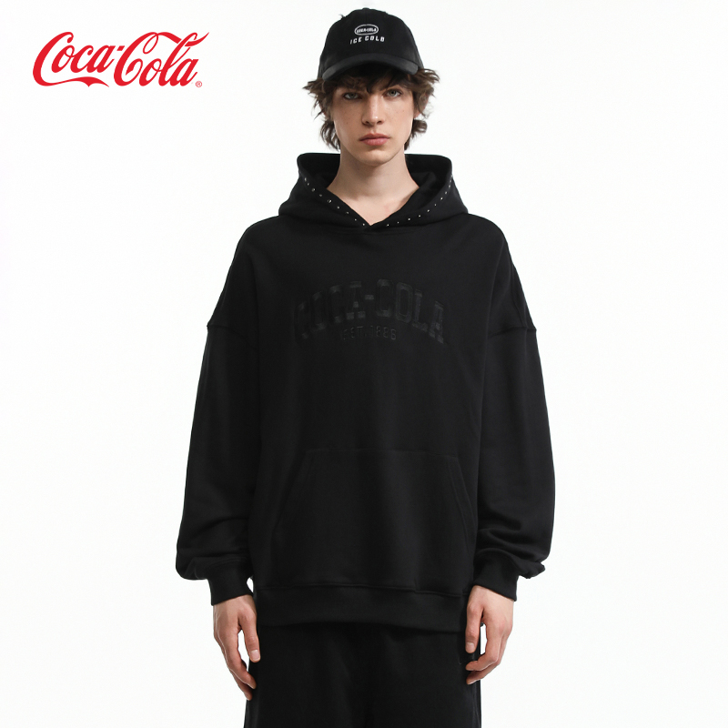 可口可乐落肩连帽卫衣