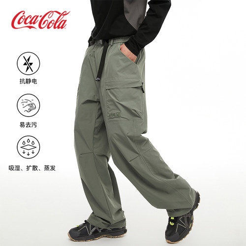 可口可乐机能字母刺绣工装裤