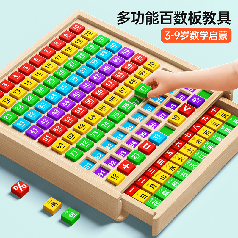 儿童木制百数板数字认知启蒙玩具