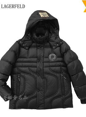KARL LAGERFELD 2025秋冬新款立领连帽羽绒服 加厚保暖 时尚潮款