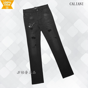 特惠  CALIANI卡里亚尼 春夏新款牛仔裤 棉质水洗 绣标破洞潮流款