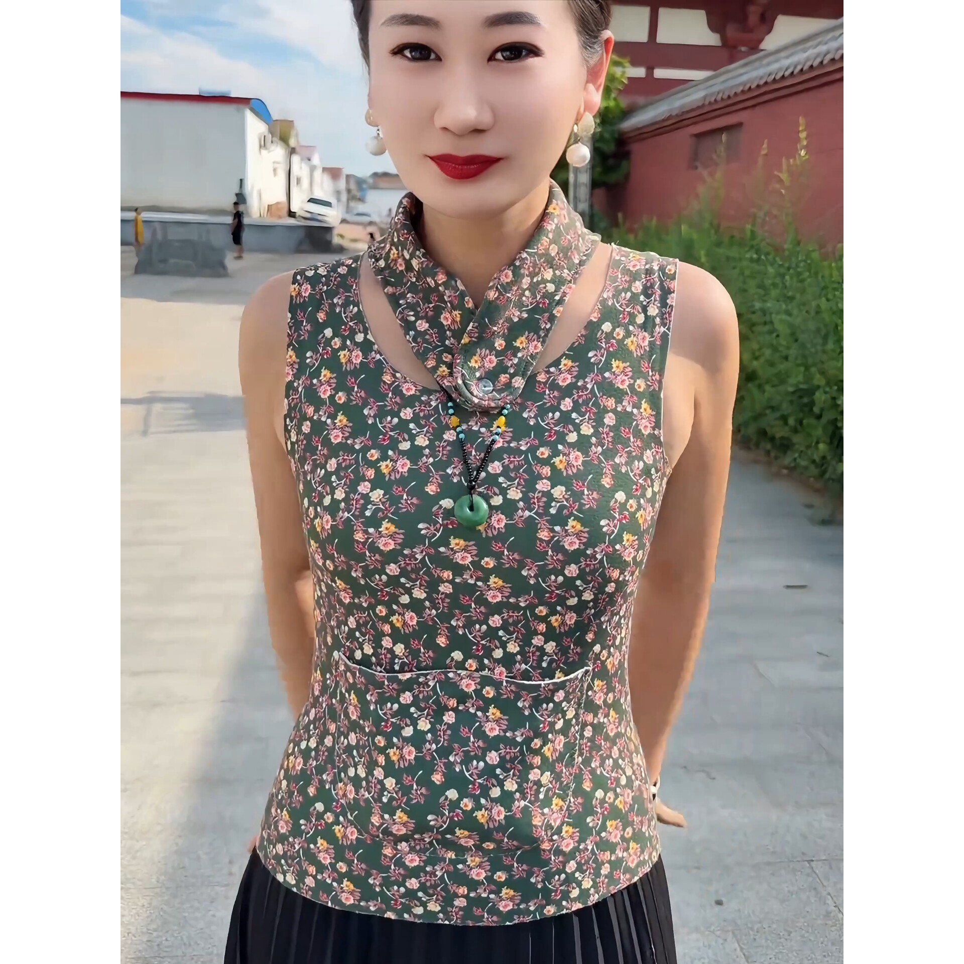 秋冬德绒保暖背心女加绒加厚无痕打底衫无袖内衣护肚护腰腹坎肩