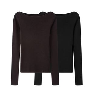 百搭气质显瘦一字肩打底针织衫 艾系 时尚 2025秋冬新款 女 含羊毛