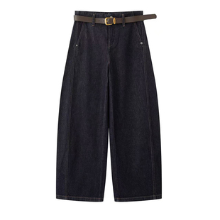 百搭高腰宽松显瘦休闲直筒阔腿牛仔裤 艾系 时尚 新款 女 2025早秋季