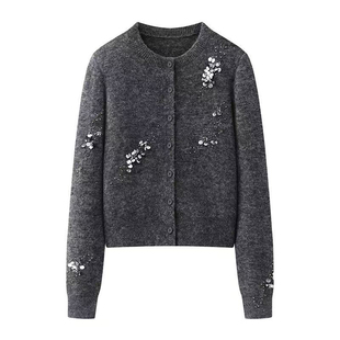 百搭重工亮片钉珠单排扣针织开衫 艾系 时尚 新款 女小上衣 2026春季