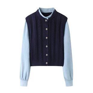 百搭气质显瘦拼接假两件针织开衫 时尚 女毛衣 2025秋冬新款 柜379