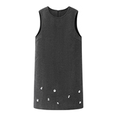 立体花无袖 熙 小香风灰色毛呢背心裙女2025秋冬新款 直筒连衣裙