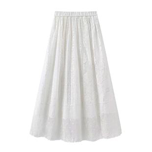 长裙子 新款 阔系 白色半身裙蓬蓬裙半裙蕾丝裙a字伞裙女2026春季