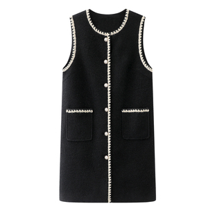 2026春季新款时尚百搭小个子减龄气质显瘦黑色小香风背心连衣裙女