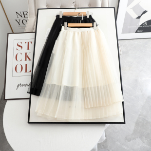 百搭松紧高腰网纱仙女半身裙女 高级感设计时尚 柜600 2026春新款