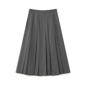 2024秋季 百搭高腰显瘦灰色百褶中长款 新款 时尚 半身裙女 女装 鸟
