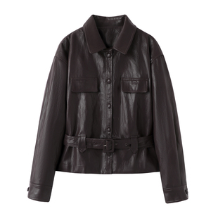 朗+のpu皮衣外套女酷飒风2025秋冬季新款收腰显瘦高级感夹克上衣
