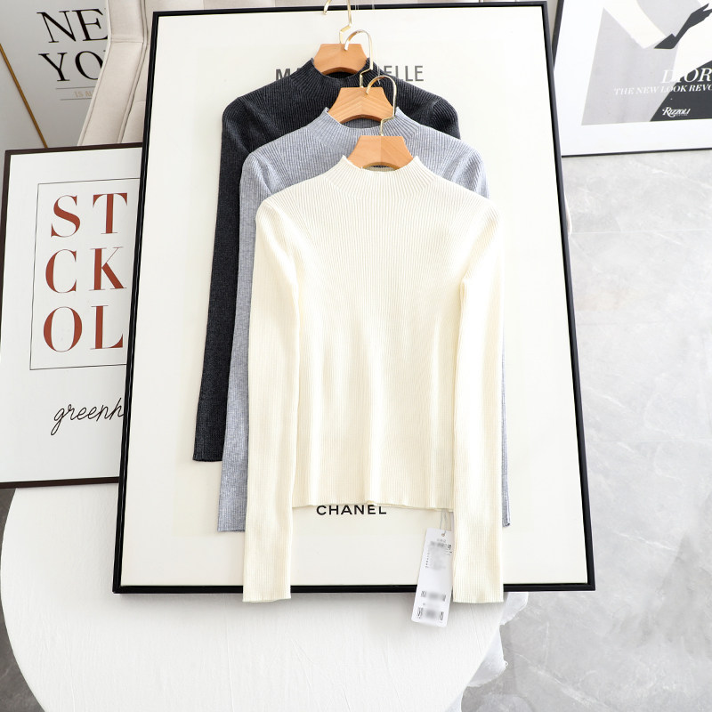 诗系！2025秋冬新款时尚百搭半高领纯色修身显瘦针织衫打底毛衣女