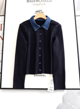 伊系の2025秋新款高级感设计时尚百搭气质显瘦假两件绞花针织衫女