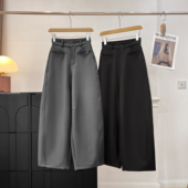 老钱风百搭休闲垂感高腰显瘦一字口袋弯刀西装 新款 阔腿裤 2026春季