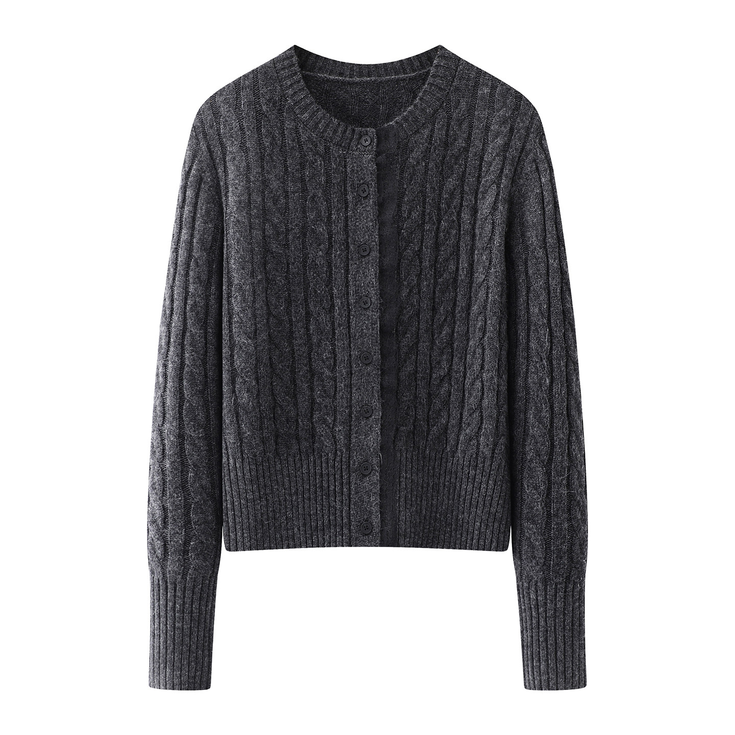 篙端品质の2025秋冬新款时尚百搭气质显瘦麻花蕾丝花边针织开衫女