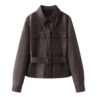 百搭收腰显瘦PU皮正肩皮衣外套女 高级感设计时尚 彩系 2026春新款