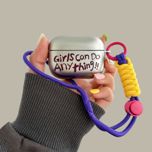 红色英文airpodspro3保护套适用苹果蓝牙耳机壳2代银色3代硅胶pro2小众创意男女第二代套4代防摔新款 高级感软