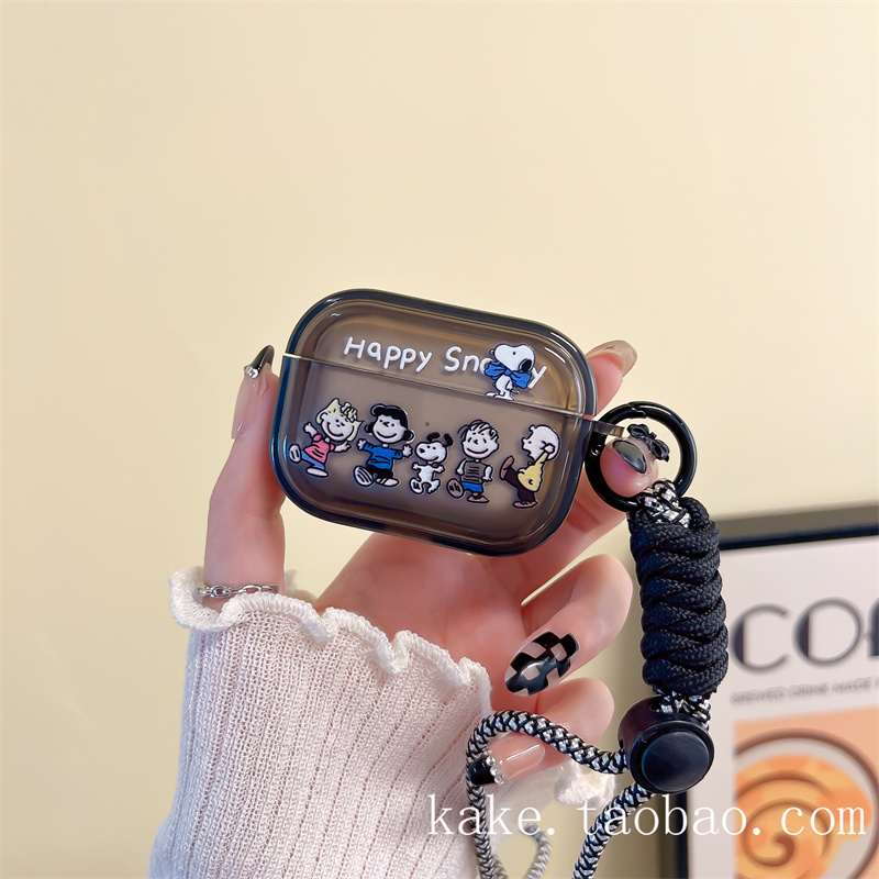 苹果airpods动物家族透明黑色软