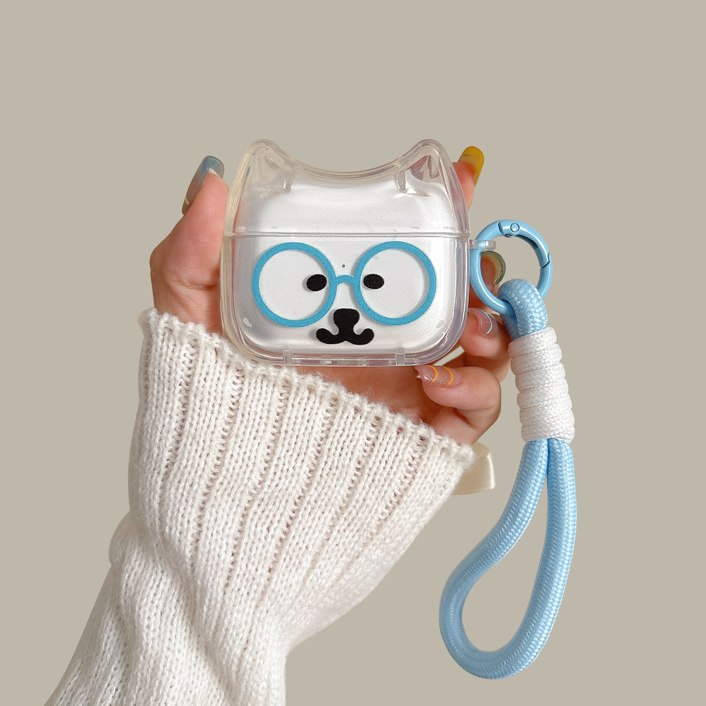 蓝色眼镜表情airpodspro3保护套