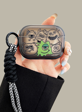 趣味卡通可爱超萌小怪兽airpodspro2保护套适用苹果蓝牙耳机壳2代透明黑色3代硅胶pro可爱女生4代套全包防摔1