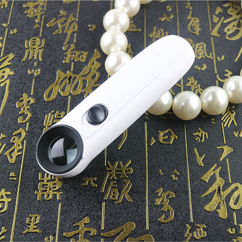 手持式 珠宝放大镜 带LED灯 40倍高清玉石字画鉴定扩大镜工具包邮