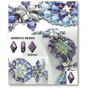 GEMDUO捷克产37色长菱形双孔珠玻璃珠DIY串珠手工配件散珠10个装