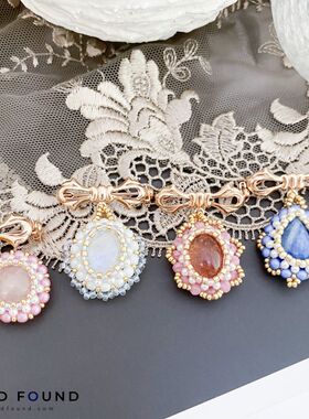 视频教程BR15天然石系列复古胸针DIY手工串珠进口饰品材料包套装