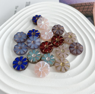 独家切面太阳花捷克珠玻璃珠