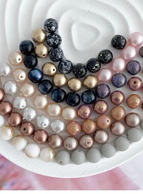 捷克珠圆珠5mm6mm8mm18mm玻璃珠DIY手工串珠饰品散珠配件珠绣