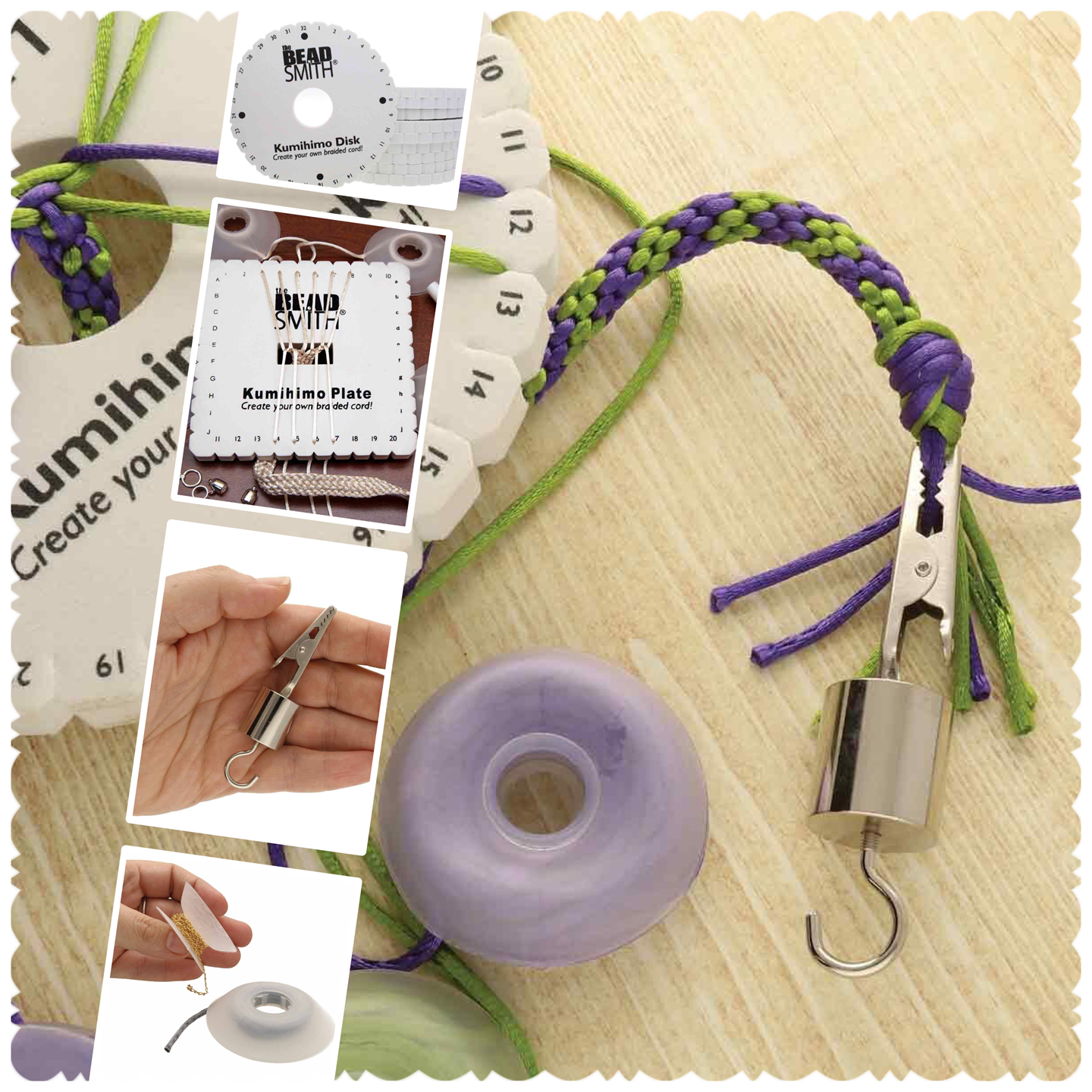 美国BeadSmith方型圆形硬泡沫编织盘绳编圆板辅助工具编织手作