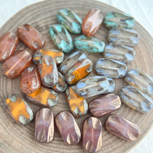 捷克 玻璃珠玻璃珠平切面Z字形直孔珠1个DIY手工饰品散珠材料配件