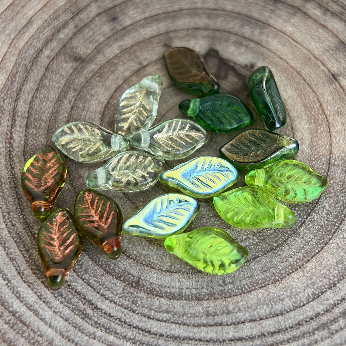 月桂叶玻璃珠捷克玻璃珠扭纹叶子