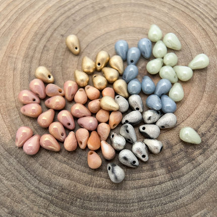 捷克珠玻璃珠4X6 5X7侧孔水滴珠10个DIY手工饰品材料散珠配件串珠