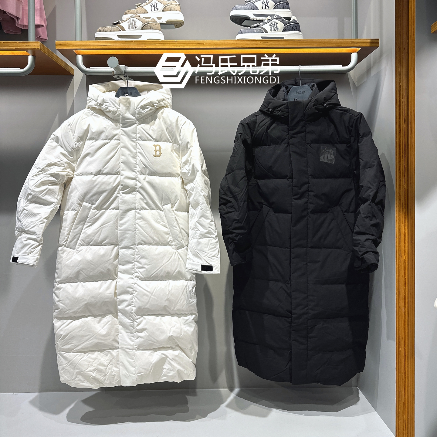 MLB保暖防风防水情侣连帽羽绒服