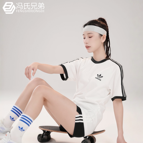 Adidas三叶草短袖情侣款纯棉T恤