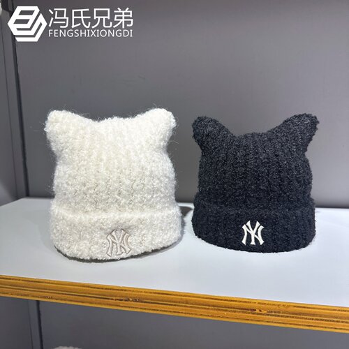 MLB男女休闲时尚猫耳保暖绒线帽