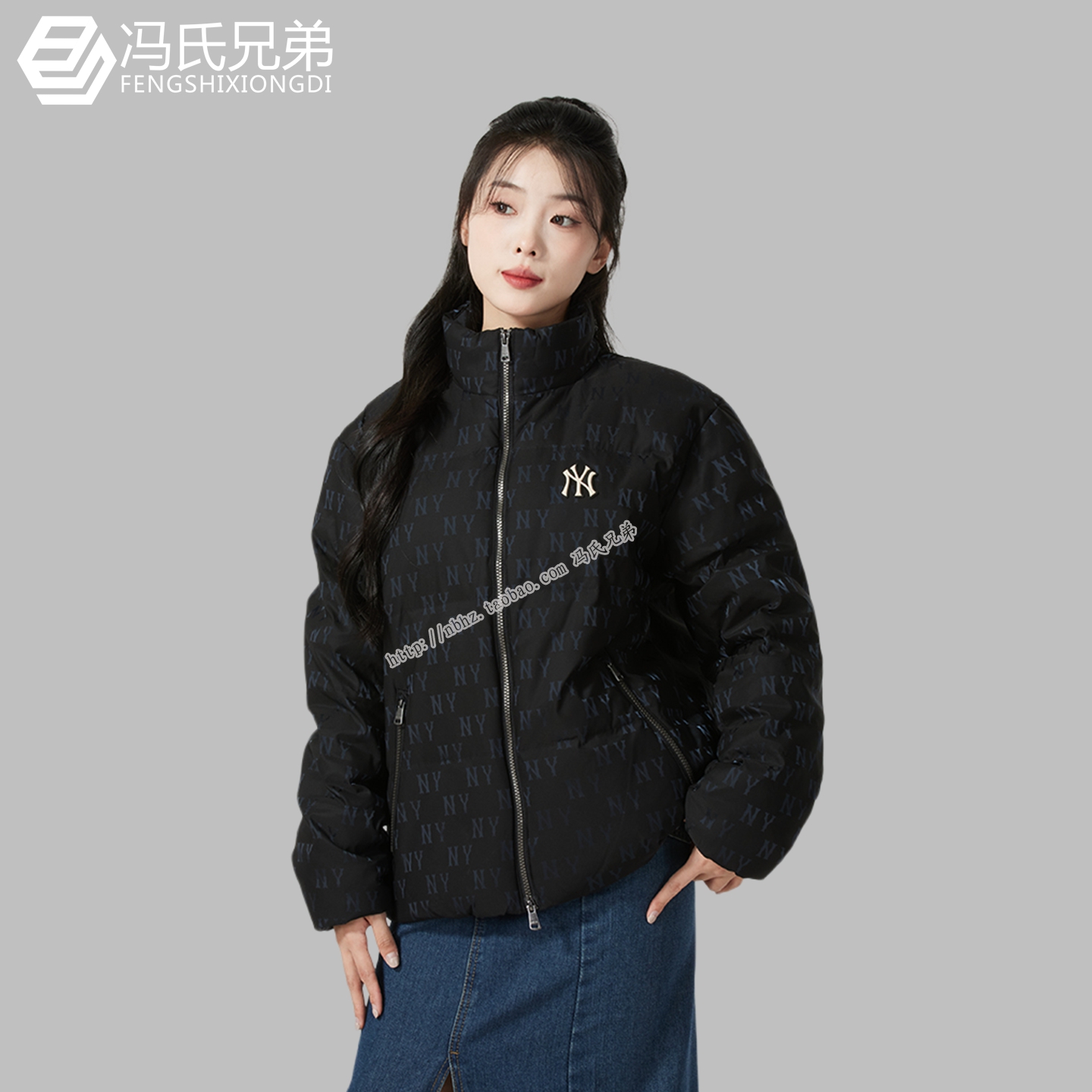 MLB保暖立领情侣时尚休闲羽绒服