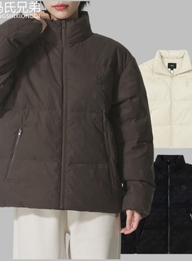 MLB25年冬季男女复古时尚NY老花暗纹满印运动保暖羽绒服3ADJM0356