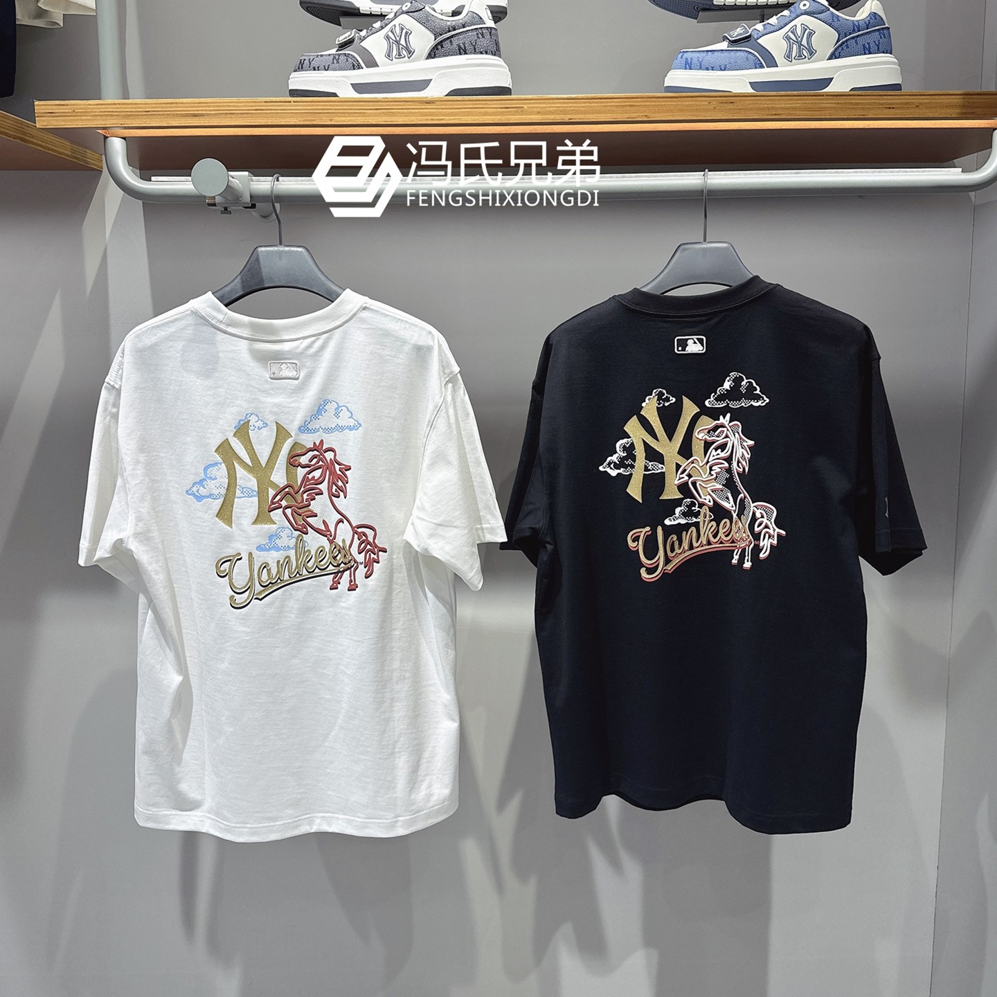 MLB 26年春季新年款生肖马男女休闲纯棉印花防晒T恤短袖3ATSQ0261