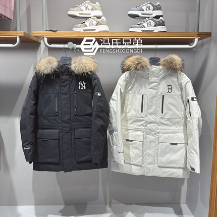 MLB25年冬男女时尚保暖防风防水鹅绒毛领工装派克羽绒服3ADJB0656