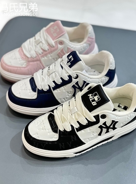 MLB 2025年春季新品男女印刻老花厚底时尚运动休闲板鞋3ASXM075N